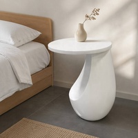 Table d'appoint en fibre de verre design, table basse ronde moderne et minimaliste, table d'angle élégante de style crème pour la maison