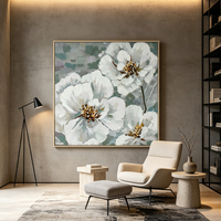 Décoration murale sur toile faite main, paysage abstrait moderne à texture 3D, tableau luxueux arbre de vie à feuille d’or