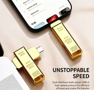 แฟลชไดรฟ์ USB โลหะสีทองแบบหมุนได้, USB2.0 และ Type-C 2-in-1, ความจุ 64GB/128GB, แฟลชไดรฟ์พกพาสำหรับเป็นของขวัญทางธุรกิจ - Product Image 4