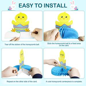 Joyeuses Pâques Bannières Bunny Foil Swirl Pièce maîtresse en nid d'abeille Kit <span class=keywords><strong>de</strong></span> décoration <span class=keywords><strong>de</strong></span> fête <span class=keywords><strong>de</strong></span> Pâques pour les faveurs <span class=keywords><strong>de</strong></span> fête <span class=keywords><strong>de</strong></span> Pâques Fournitures - Product Image 3