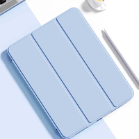 Étui magnétique pour tablette à trois volets, anti-pliage, avec dos transparent, emplacement pour stylet, protection intégrale avec airbag anti-collision