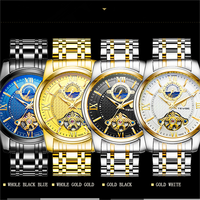 TEVISE T805D 805D Skelett-Herrenuhr Luxusmarke Automatik 3D Tourbillon Mechanische Goldene Herrenuhr Hochwertige Edelstahluhr