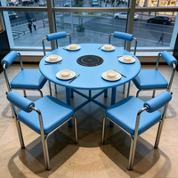 Ensemble table et chaises pliantes en acier inoxydable, style industriel moderne, durable, pour restaurant, mobilier de restauration commercial