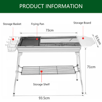 Ensemble de grillades à charbon de bois pliantes et portables en acier inoxydable pour le camping, barbecue et barbecue en plein air