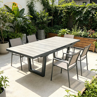 Table de salle à manger d'extérieur compacte pour villa, terrasse, avec plateau en céramique, table rectangulaire de jardin pour cour