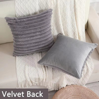 Housse de coussin carrée en fausse fourrure de lapin grande épaisse rayée Super douce couleur unie taie d'oreiller 45x45cm canapé décor housse de coussin
