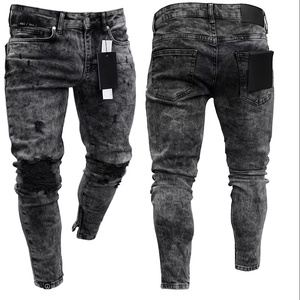 Jeans pour hommes de style européen et américain, nouvelle mode, décontractés, coupe slim, avec fermeture éclair, effet flocon de neige - Product Image 5