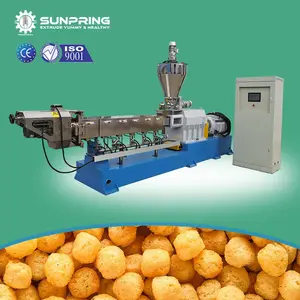 SUNPRING snacks cereals manufacturing line bread crumbs extruder machine two color puff snack extruder machine