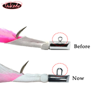 TAKEDO HT01 Hameçon de pêche en mer électroplaqué en peau de daim, hameçon à plumes, hameçon de jigging pour gros gibier, requin, thon