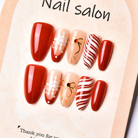 Ongles à presser de Noël 3D Père Noël Bonhomme de neige Sapin de Noël Brillants en acrylique Réutilisables Faux ongles Cadeau de vacances personnalisé pour femmes