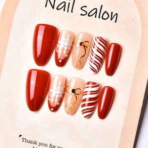 Ongles à presser de Noël 3D Père Noël Bonhomme de neige Sapin de Noël Brillants en acrylique Réutilisables Faux ongles Cadeau de vacances personnalisé pour femmes - Product Image 3