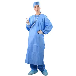 Disposable Nonwoven Isolation Gown SMS Body Protection surgical operating gown for hospital surgery use with knitted cuff