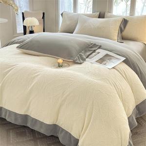 Parure de lit en polaire épaisse d'hiver, housse de couette double face en polaire corail, couleur unie, luxe léger, maintien de la chaleur - Product Image 3