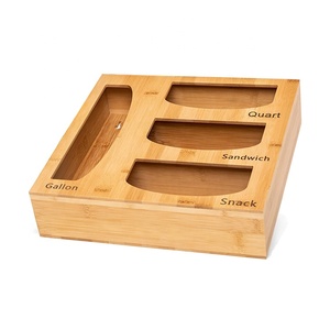 Bamboo Laser Printing Ziploc Food Sandwich Storage Bag Organizer Holder