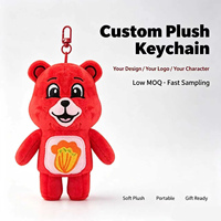 Porte-clés en peluche personnalisé, porte-clés en peluche d'animal de dessin animé personnalisé, pendentif en peluche d'ours personnalisé pour cadeau promotionnel