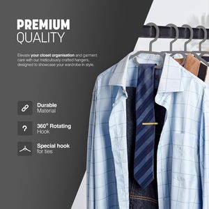 Cintre rotatif à 360 degrés en plastique noir antidérapant pour vêtements, costumes, chemises, cravates, manteaux et vestes - Product Image 5