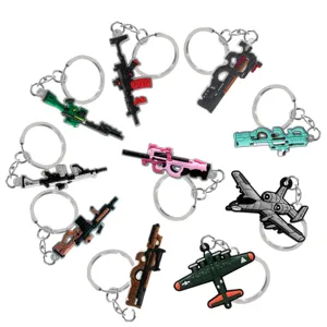 Factory Direct Custom fighter plane Wholesale machine gun Silicone Key Ring 2D Rubber Key Chain Soft PVC Keychain