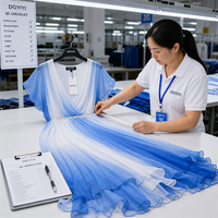 Robe longue sur mesure grande taille pour femme, dégradé bleu et blanc Niagara Falls, en mousseline, col en V, coupe trapèze, longueur complète, du CA 14 au 28