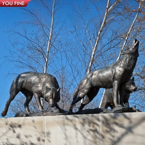 <span class=keywords><strong>Escultura</strong></span> <span class=keywords><strong>de</strong></span> dos lobos corriendo <span class=keywords><strong>de</strong></span> bronce <span class=keywords><strong>de</strong></span> jardín - Product Image 4