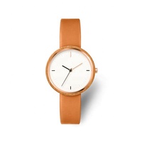 Amant en bois montre-bracelet en bois boîtier en bois bracelet en cuir avec Quartz Movt Watch Logo personnalisé