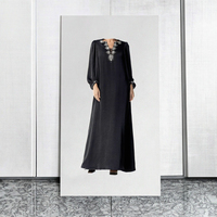 Eid Mubarak Djellaba Dubaï Luxe Diamants Abaya Robe Musulmane Femme Turquie Kaftan Ramadan Vêtements Islamiques Femme Robe Marocaine