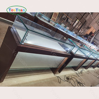 Kiosque de présentation murale pour bijouterie en gros avec vitrine en verre trempé et éclairage LED en MDF pour centre commercial et comptoir de magasin de détail