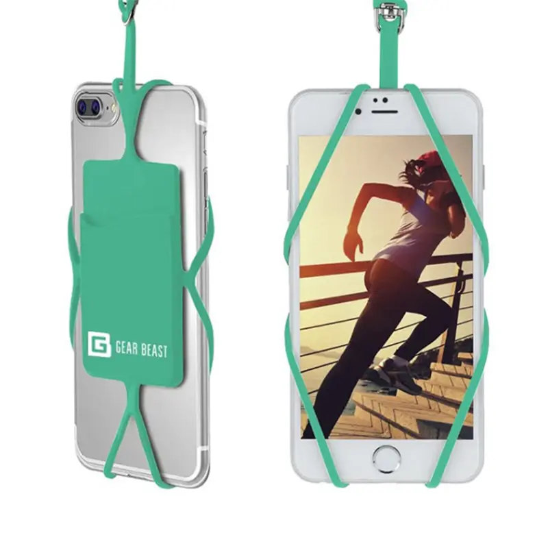 Рекламный Дешевый пользовательский логотип Универсальный силиконовый шнурок для мобильного телефона с карманом для карт силиконовый шнурок держатель для мобильного телефона