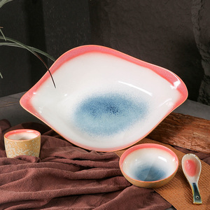WEIYE-Platos de cerámica esmaltados de color ovalado para servir ensalada de pasta profunda, platos fríos para restaurante - Product Image 3