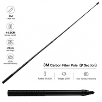 Barra Telescópica de Fibra de Carbono 3M, 9 Secciones, Mango Termocontraíble, 133g, 44.5cm Plegada, para Cámara Panorámica Aérea