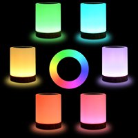 Veilleuse Rechargeable Multicolore Grain De Bois Conception Creative Capteur Tactile Lampe De Table De Chevet Nouvelle Télécommande Cadeau Chambre
