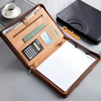 Encuadernación de alta calidad que resiste el uso frecuente Carpeta de cartera de cuero en relieve personalizada Carpeta Organizador Cremallera Padfolio