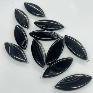 <strong>Black</strong> Agate 20X52MM Big Size Wheat Spike Horse-eye Leaf Shape 8mmt Gemstone <strong>Beads</strong> for Pendant Earring Jewelry Making - Product Image 6