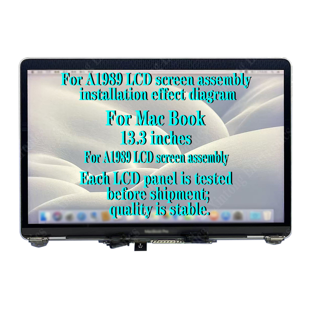 Wholesale for MacBook Pro 2018 New Laptop A1989 LCD Screen Assembly Upper Half A1989 Monitor Screen 13.3 Inch LCD Screen