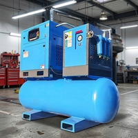 Compresseur d'air à vis 4-en-1 de 7,5 kW à 22 kW, alimenté en courant alternatif, refroidi par air, avec réservoir d'air intégré, sécheur et filtre pour usage industriel