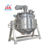 L & B 300l Bouilloire de cuisson à double paroi inclinable chauffage au gaz confiture sirop bonbon marmite industrielle avec mélangeur machine halva
