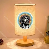 Lampe de table religieuse en forme de rose, alimentée par USB, cadre en forme de cœur, Jésus, famille sainte chrétienne, œuvre d'art florale, commande par bouton, lumière