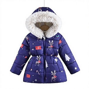 <span class=keywords><strong>Veste</strong></span> courte zippée pour filles, en polaire épaisse et chaude, avec col montant en laine, motif dessin animé et doublure en polyester - Product Image 1