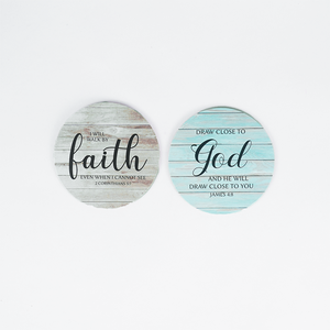 Posavasos Redondos de MDF Laminado con Versículo Bíblico y Diseño de Madera Vintage, Posavasos Personalizados con Impresión, Regalo Religioso, Decoración para el Hogar - Product Image 2
