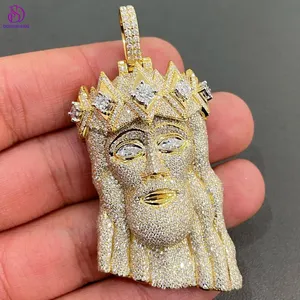 Colgante de joyería de moda chapada VVS Moissanite Jesús colgante oro personalizado 925 plata esterlina Hip Hop hielo 10K 14K 18K 1 Uds 3-2