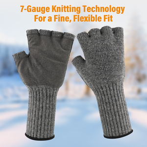 Gants en tricot de laine mélangée de calibre <span class=keywords><strong>7</strong></span> sans doigts avec logo personnalisé et <span class=keywords><strong>taille</strong></span> de la paume en microfibre de l'usine - Product Image 3