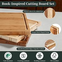 Houten creatieve boeken-stijl snijplank set, 3 stuks snijplanken die op boeken lijken met standaard