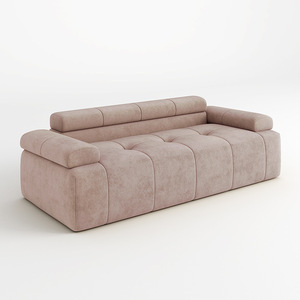 Canapé inclinable moderne et minimaliste trois places en tissu tufté, entièrement rembourré en éponge, compressé sous vide, idéal pour petit appartement - Product Image 3