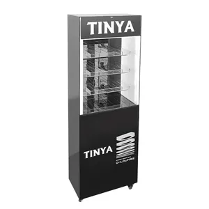 Tinya manufacturer customize 4 wheels large floor smoke shop glass cabinet display case LED Cigarette display with lights