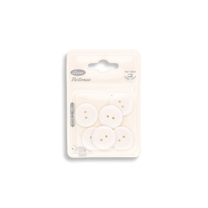 Bottoni Bianchi Ilan 25mm 2 Fori Confezione da 6 Per Cucito e Artigianato - Product Image 1