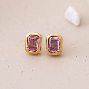 Pendientes de Botón Retro Europeos Americanos de Alta Gama, Chapados en Oro de 14K, Acero Inoxidable, Diseño Geométrico con Circonita para Fiestas de Mujeres - Product Image 6