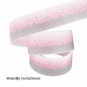 New Arrival Luxury 2.5cm Gradient <b>Glitter</b> Grosgrain Ribbon for Gift Wrapping 5 Yards/Roll - Product Image 6