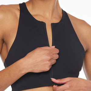 Vêtements d'entraînement femmes fermeture éclair Racer dos réservoir soutien-gorge taille haute poche Shorts Yoga Gym ensembles - Product Image 5
