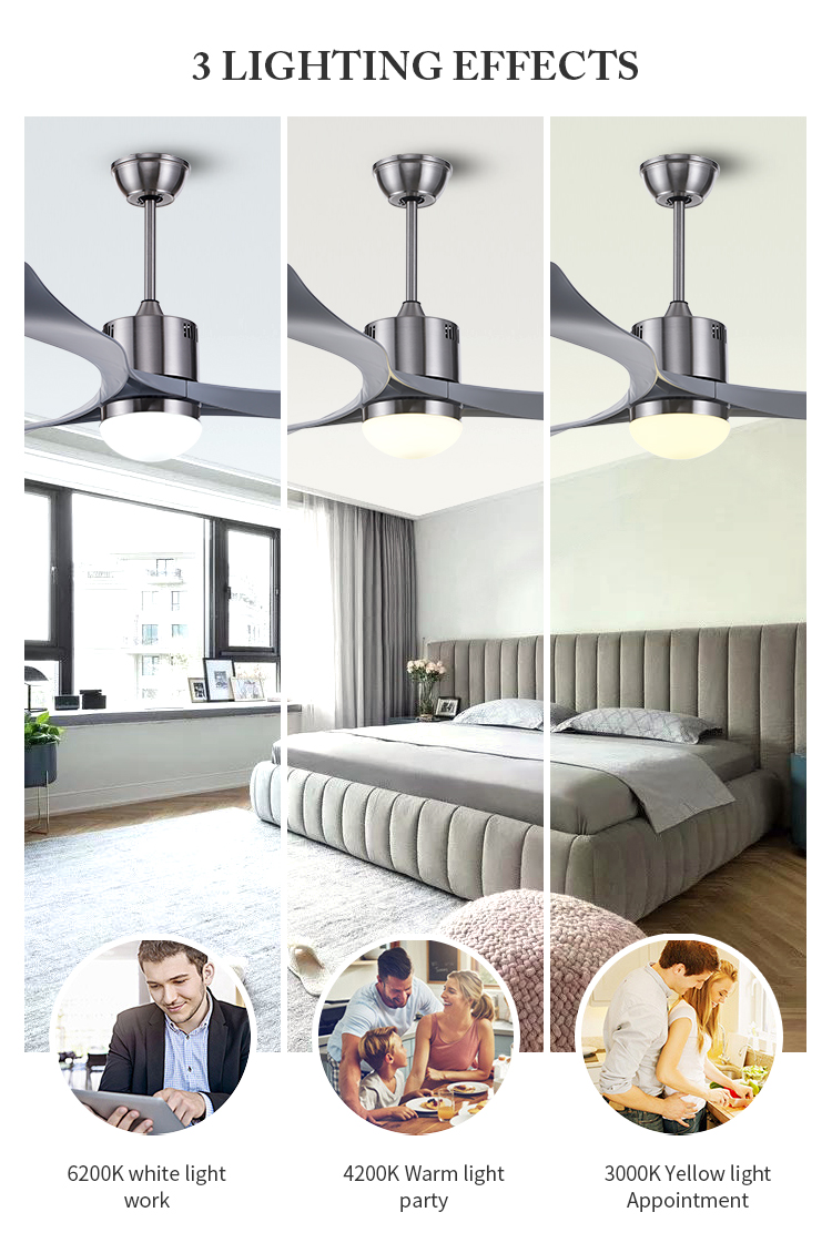Breezelux 52 inch 3 ABS blades modern style hotel ceiling fan Chandeliers made in china
