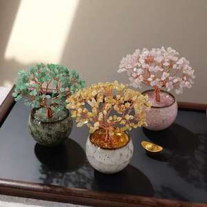 Cristal Natural piedra triturada tesoro cuenca cristal árbol cerámica Base citrino cristal riqueza árbol vida Decoración - Product Image 1