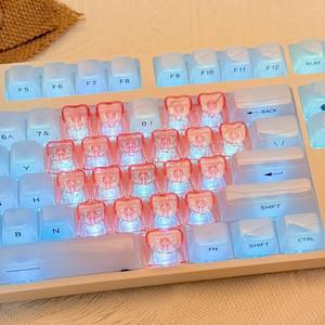 Teclas Transparentes de Cristal en Blanco, 21 Teclas con Forma de Corazón para Interruptores <span class=keywords><strong>MX</strong></span>, Teclados Mecánicos - Product Image 5
